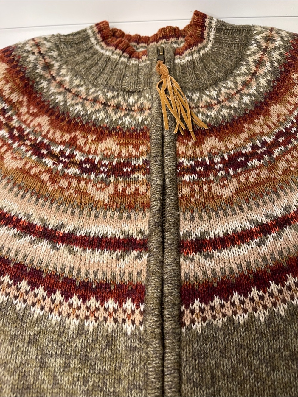 Vintage Heirloom Collectibles Olive Brown Cardigan Cozy Rustic Resort size M